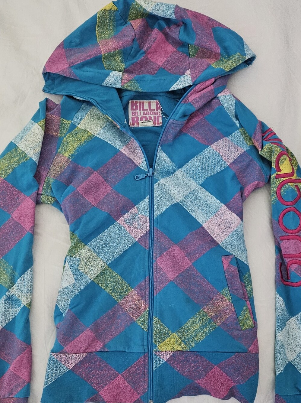 2000s Billabong Plaid Zip Up Hoodie